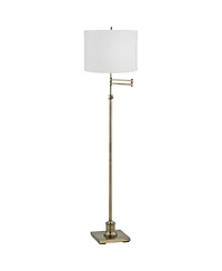 360 Lighting Chic Style Swing Arm Adjustable Floor Lamp 70" Tall Antique Brass Plastic Weave Drum Shade Living Room Reading