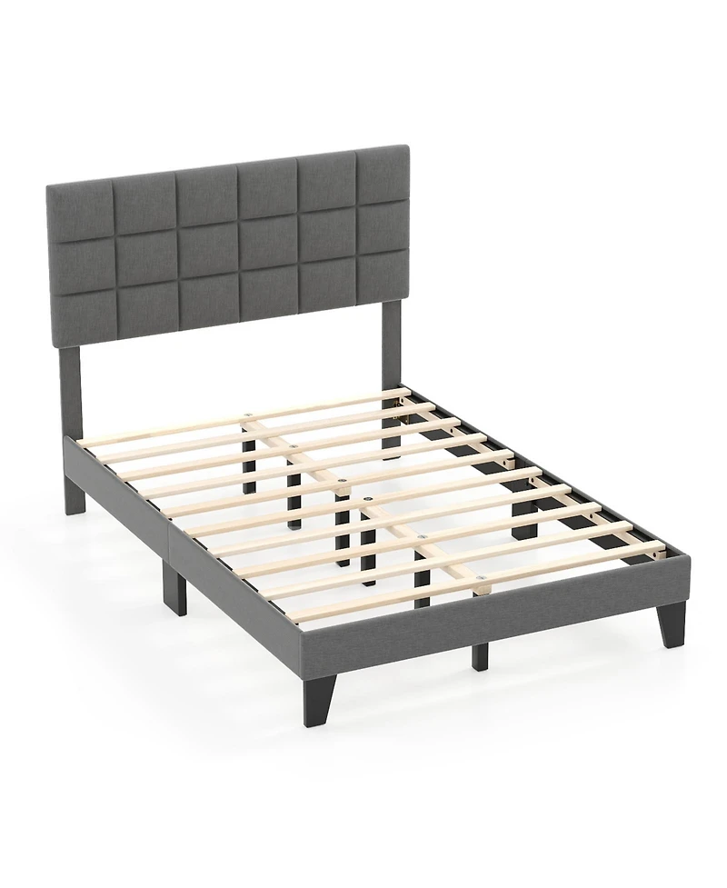 Gouun Modern Linen Bed Frame with Adjustable Headboard