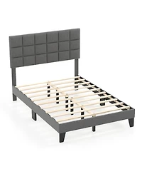 Gouun Modern Linen Bed Frame with Adjustable Headboard
