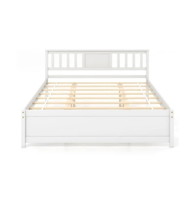 Gouun Wooden Platform Bed with Headboard and Wood Slat Support