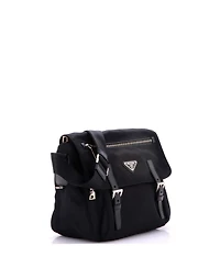 Pre-Owned Prada Large Double Buckle Flap Messenger Bag Tessuto