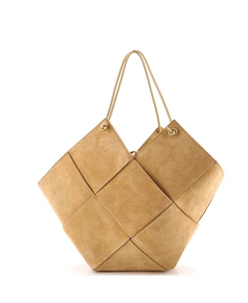 Pre-Owned Bottega Veneta Medium Flower Basket Tote Maxi Intrecciato Suede