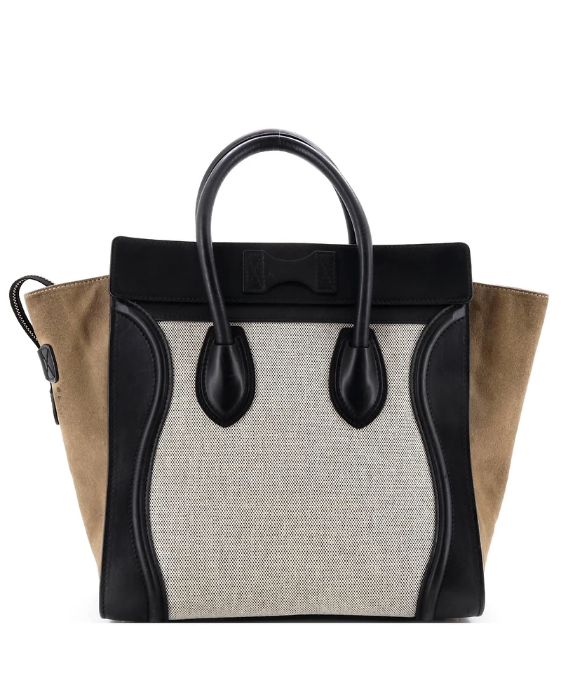 Pre-Owned Celine Micro Tricolor Luggage Bag Canvas and Leather