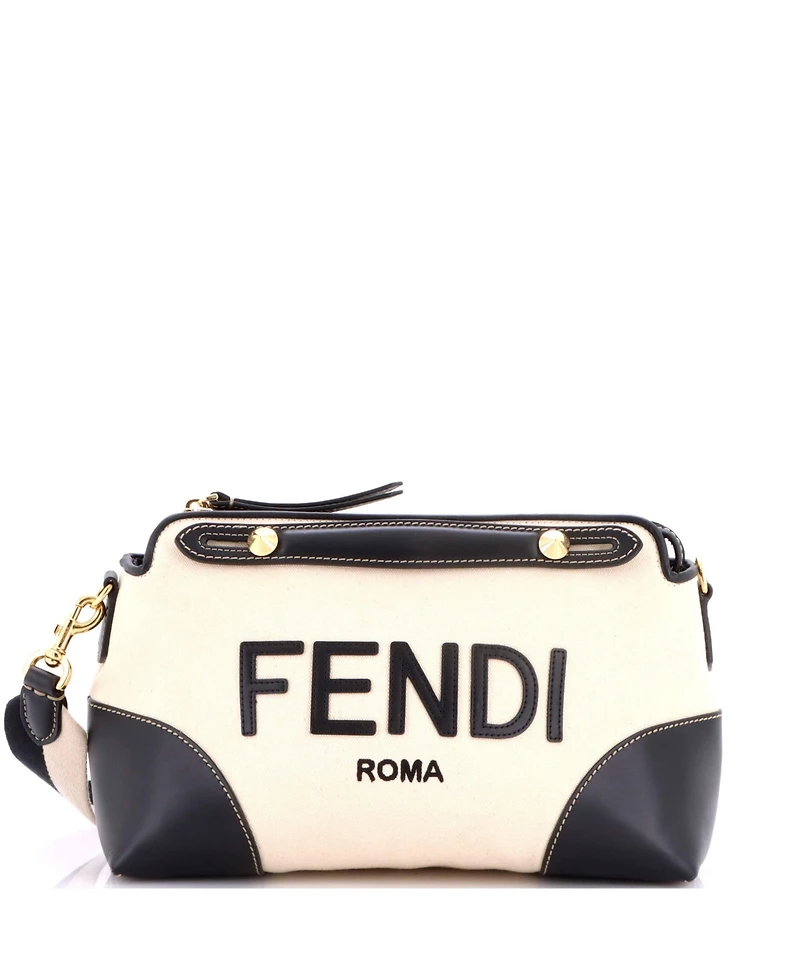 Pre-Owned Fendi Medium Logo By The Way Satchel Canvas and Leather