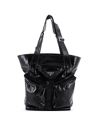 Pre-Owned Prada Tall Triple Front Pocket Tote Leather