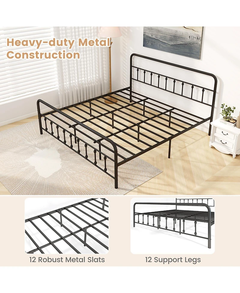 Gouun King Size Bed Frame with Headboard and Under Bed Storage
