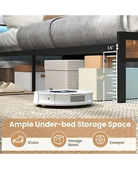 Gouun Queen Size Bed Frame with Led Light and Charging Station