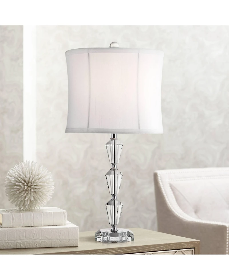 Vienna Full Spectrum Goddin Accent Table Lamp 23" High Faceted Crystal Column Geneva Drum Shade for Bedroom Living Room Bedside Nightstand Kids