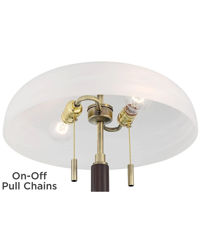 Possini Euro Design Wyndham 23" High Mid Century Modern Desk Lamp Dual Usb Ports Metal Glass Dome Shade Home Office Charging