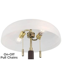 Possini Euro Design Wyndham 23" High Mid Century Modern Desk Lamp Dual Usb Ports Metal Glass Dome Shade Home Office Charging