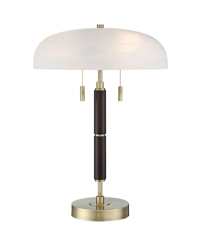 Possini Euro Design Wyndham 23" High Mid Century Modern Desk Lamp Dual Usb Ports Metal Glass Dome Shade Home Office Charging