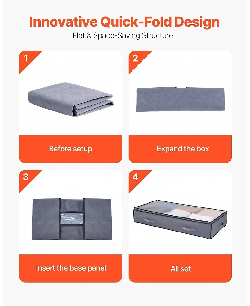 Gouun Under Bed Storage Containers with Clear Lids 6 Pack