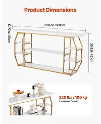 Gouun 3 Tier Console Table with Open Storage and Geometric Frame