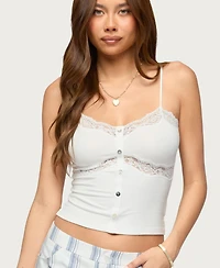 Edikted Women's Liyana Lacey Ribbed Tank Top