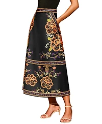 Cupshe Women's Floral Border Print A-Line Midi Skirt