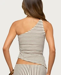 Edikted Women's Abril One Shoulder Striped Top