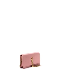 Pre-Owned Saint Laurent Classic Monogram Tassel Chain Wallet Satin