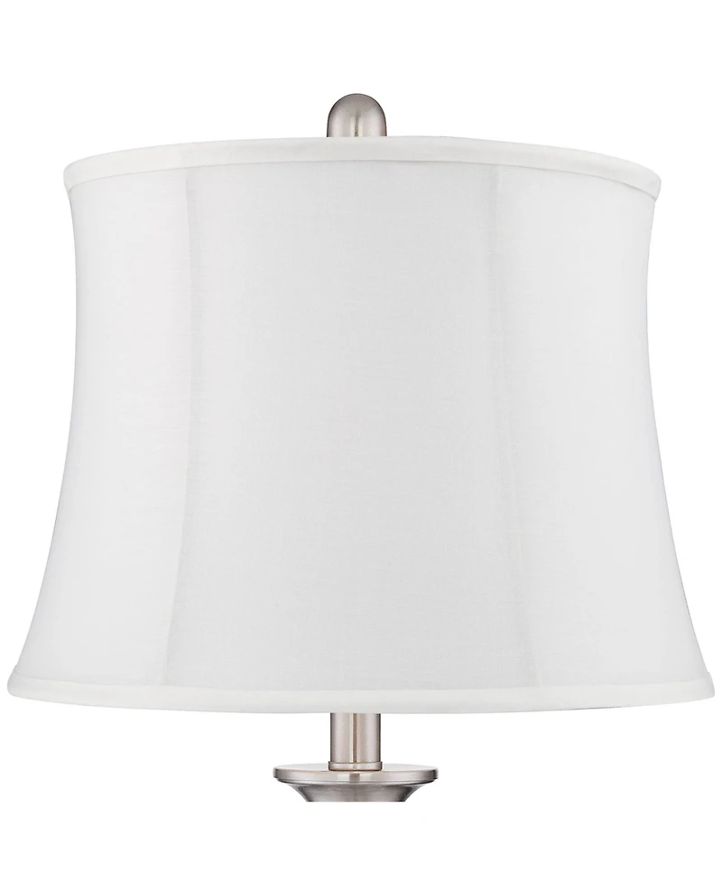 Regency Hill Blair Traditional Table Lamps 25" High Set of 2 Brushed Nickel Softback Drum Shade for Bedroom Living Room Bedside Nightstand House