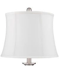 Regency Hill Blair Traditional Table Lamps 25" High Set of 2 Brushed Nickel Softback Drum Shade for Bedroom Living Room Bedside Nightstand House
