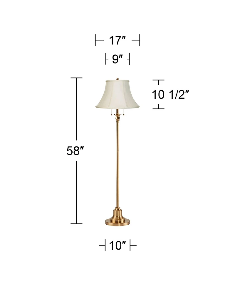 360 Lighting Dyna 58" High Antique Brass and Bell 2-Light Floor Lamp