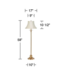 360 Lighting Dyna 58" High Antique Brass and Bell 2-Light Floor Lamp