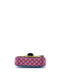 Pre-Owned Gucci Small Gg Marmont Flap Bag Diagonal Quilted Gg Canvas with Leather