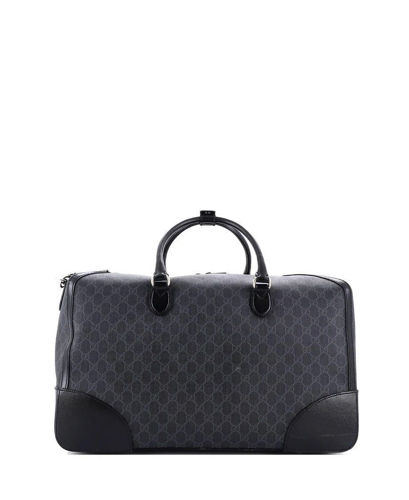 Pre-Owned Gucci Large Interlocking G Patch Duffle Bag Gg Coated Canvas