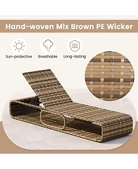 Gymax 2PCS Chaise Lounge Chair w/ Adjustable Backrest Cushion and Storage Outdoor