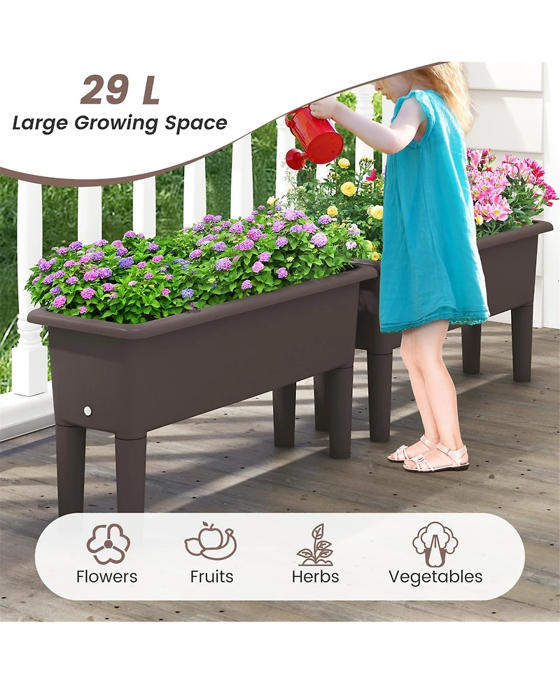 Gymax 2 Pcs Raised Garden Beds with Detachable Legs and Drainage Hole for Vegetables