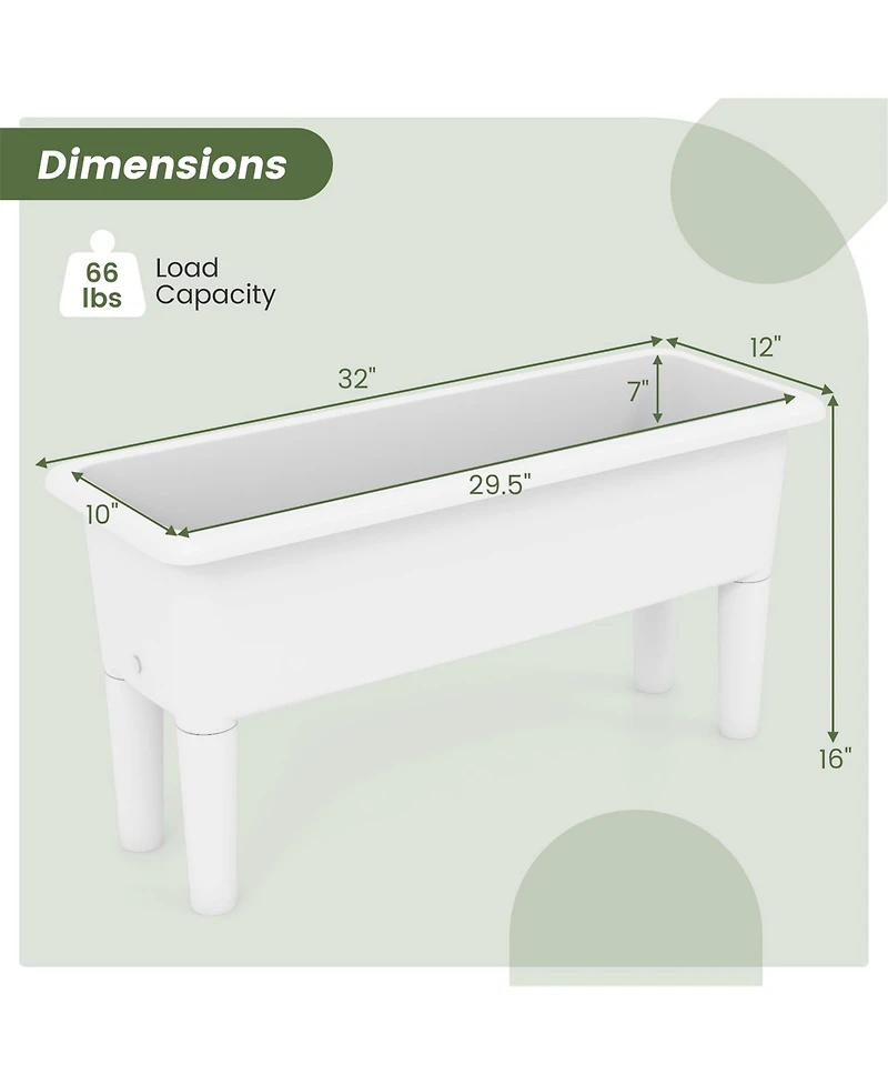 Gymax 2 Pcs Raised Garden Beds with Detachable Legs and Drainage Hole for Vegetables
