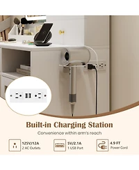 Gouun Modern Makeup Vanity Desk with Lighted Mirror Jewelry Cabinet and Stool Set