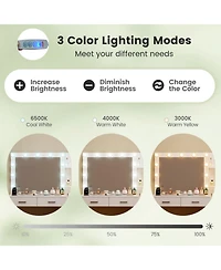 Gouun Makeup Table and Stool Set with Hair Dryer Stand and 5 Drawers