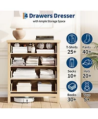 gaomon Fluted 4 Drawers Dresser for Bedroom, 35.4" Tall Chest of Dressers for Closet