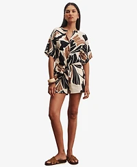 Sanctuary Women's Tie-Front Cap-Sleeve Collared Blouse