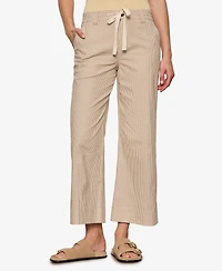 Sanctuary Women's Cropped Lily Stripe Wide-Leg Cotton Trousers