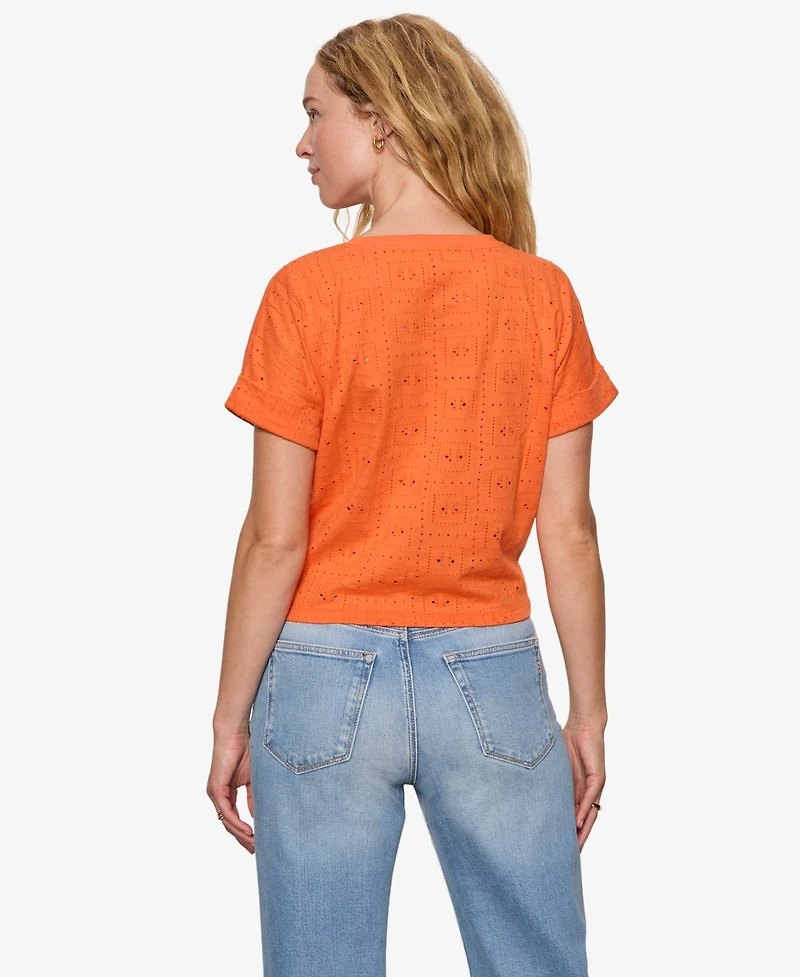 Sanctuary Women's Eyelet All Day Tie Crewneck T-Shirt