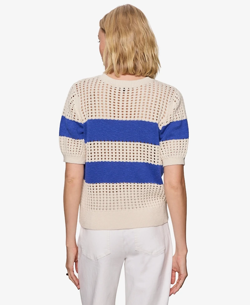 Sanctuary Women's Beachside Openwork Crewneck Cotton Top