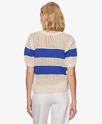 Sanctuary Women's Beachside Openwork Crewneck Cotton Top