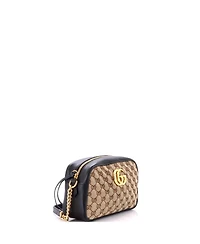 Pre-Owned Gucci Small Gg Marmont Shoulder Bag Diagonal Quilted Gg Canvas with Leather
