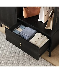 gaomon 78.9" Armoire Wardrobe Closet with Shelves and Hanging Rod, Large Fixed Compartment for Bedding & Luggage, Open Design of the Area