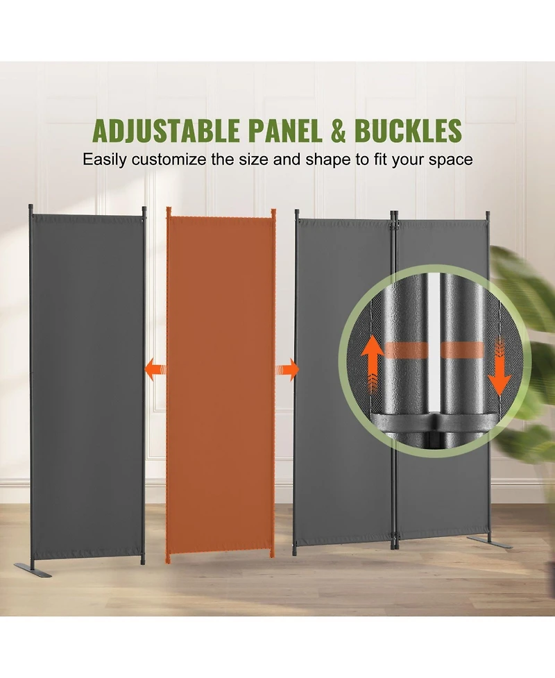 Gouun 4-Panel Freestanding Fabric Room Divider with Metal Frame