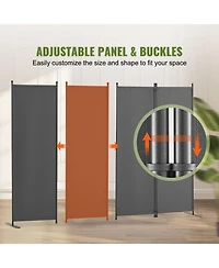 Gouun 4-Panel Freestanding Fabric Room Divider with Metal Frame