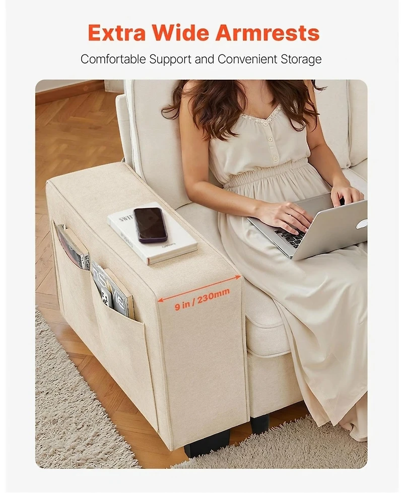 Gouun 100 in Modular 3-Seater Sofa with Deep Seats, Hidden Storage, and Velvet Upholstery