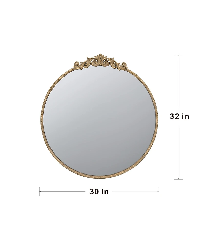 Busdays 30" x 32" Round Mirror, Wall Mounted Mirror with Metal Frame for Bathroom Living Room