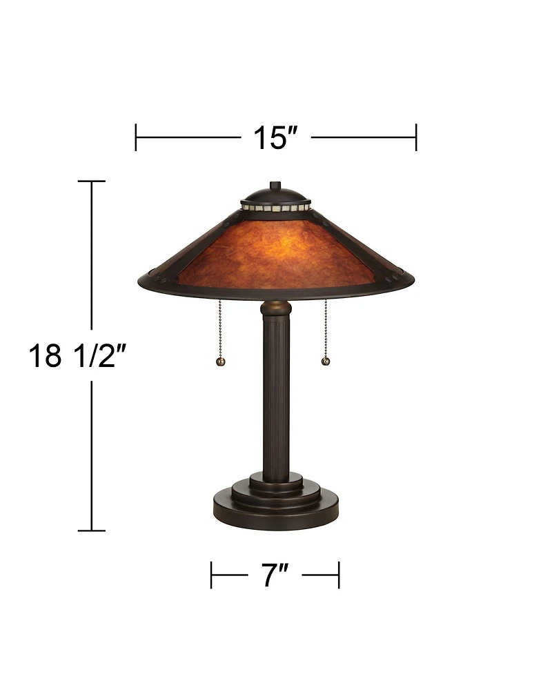 Robert Louis Tiffany Mica Mission Desk Lamps 18 1/2" High Set of 2 Oil Rubbed Bronze for Bedroom Living Room Bedside Nightstand