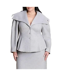 Eloquii Women's Wide Collar Peplum Heathered Jacket