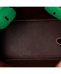 Pre-Owned HERMES Birkin 30 Handbag Tricolor Chevre Mysore with Gold Hardware