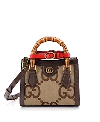 Pre-Owned Gucci Mini Diana Nm Bamboo Handle Tote Jumbo Gg Canvas