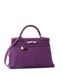Pre-Owned Hermes Kelly 32 Handbag Purple Togo with Palladium Hardware