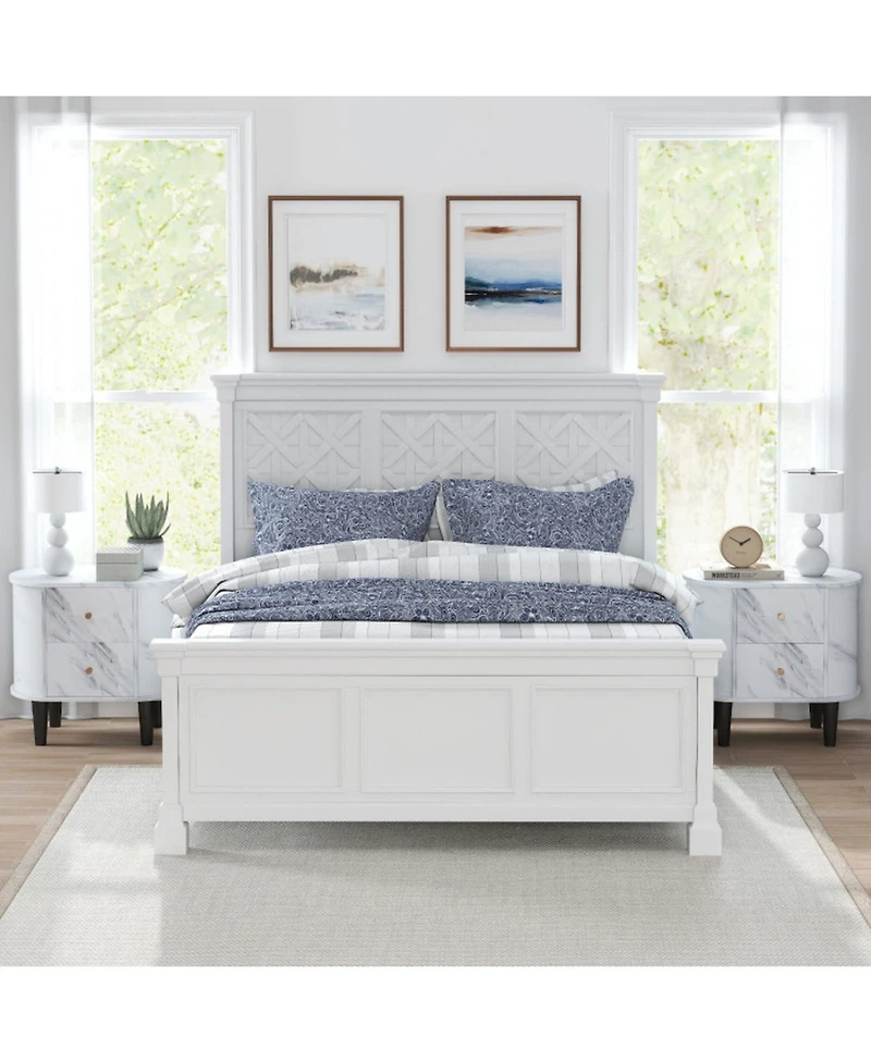 Gouun 2-Drawer Faux Marble Nightstand with Modern Storage Design